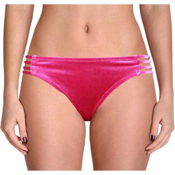 NWT Jessica Simpson Women's Velveteen Hipster Swim Bottom Separates in Fuchsia - Picture 2 of 2